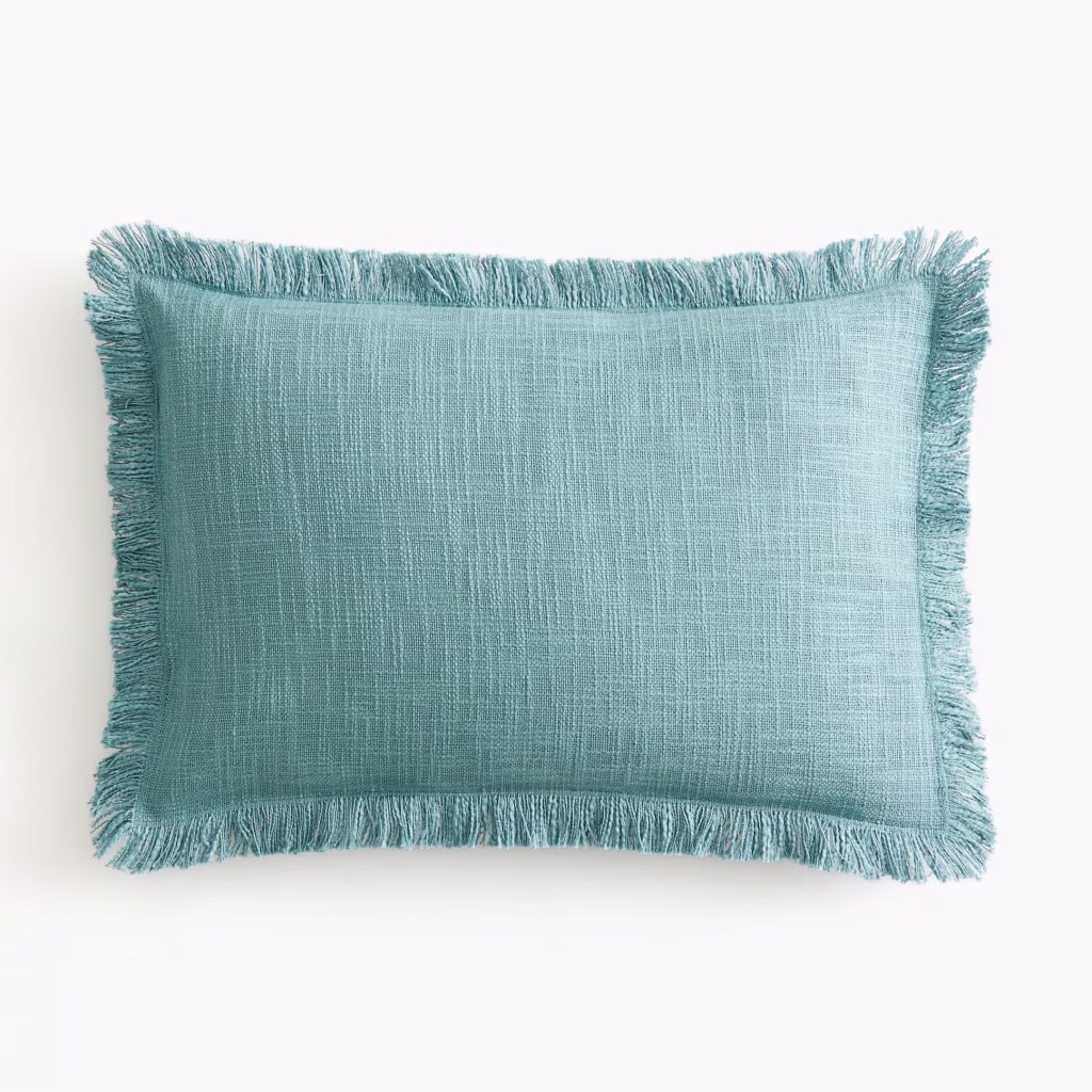 image of blue slub-weave pillow from H&M