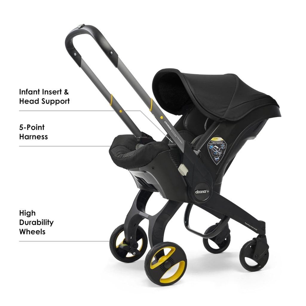 Doona car seat stroller in black expanded as a stroller