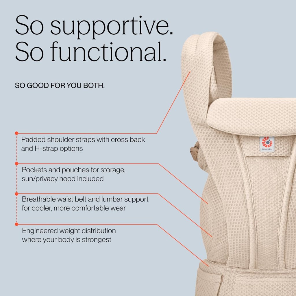 Image showing benefits and features of Ergobaby Omni Deluxe Carrier