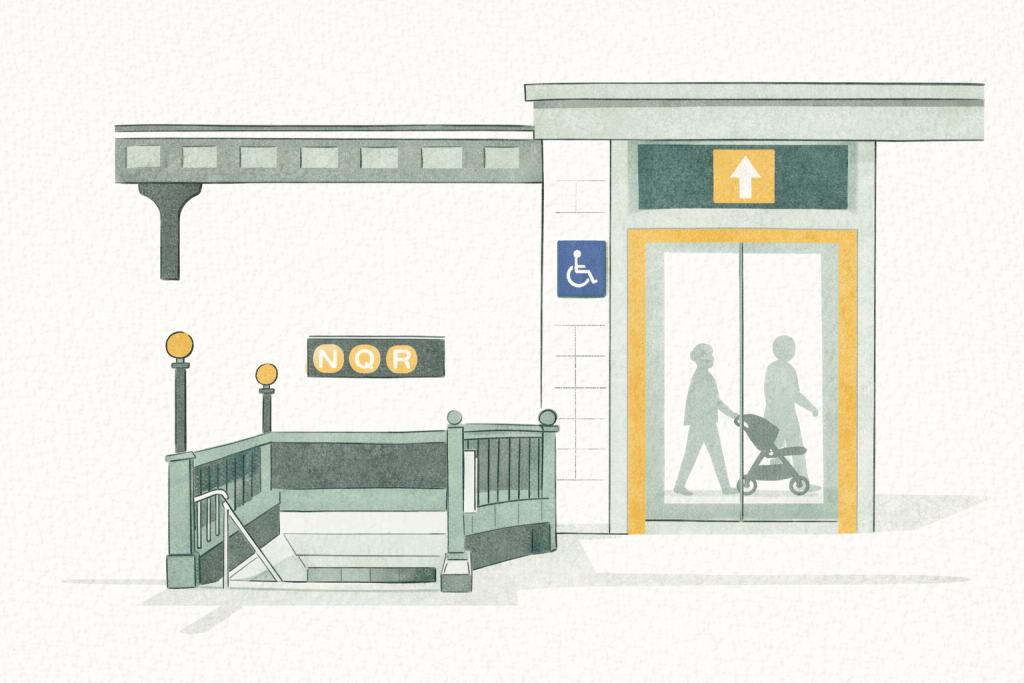 Illustrated image of accessible subway stop 