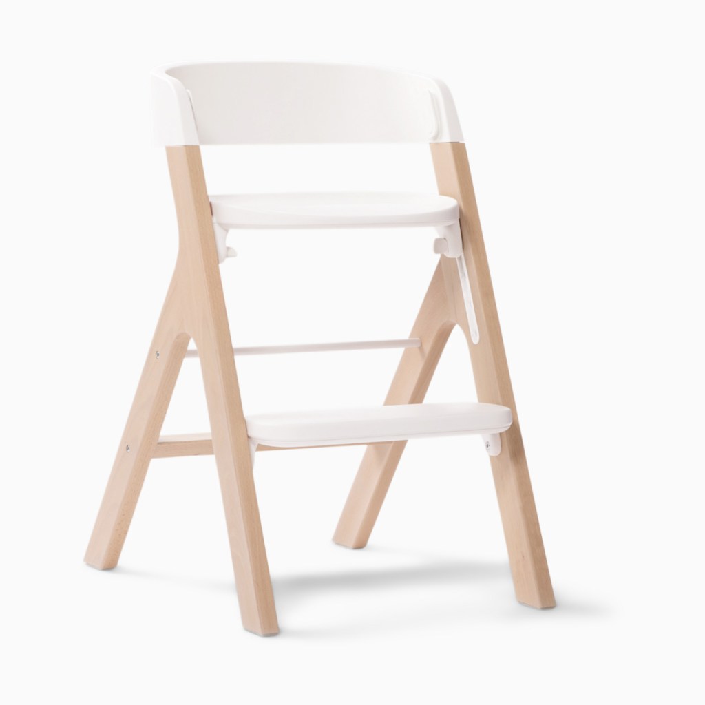 Mocking bird high chair in Natural beechwood with white seat and without cushion or tray