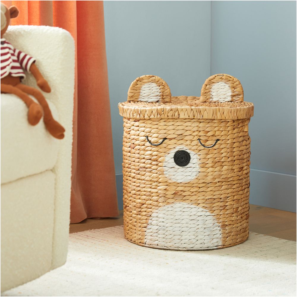 image of bear shaped woven laundry basket