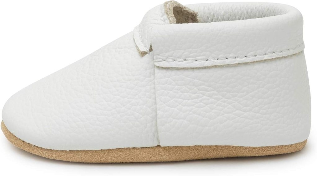 Image of Birdrock Baby Fringeless Moccasins in seashell color