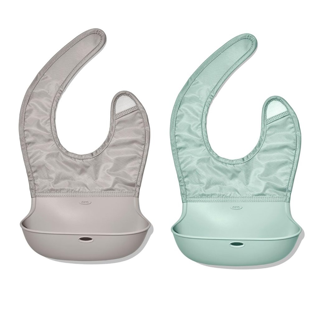 Image of OXO Tot Roll-Up Bibs in Drizzle and Opal colorways