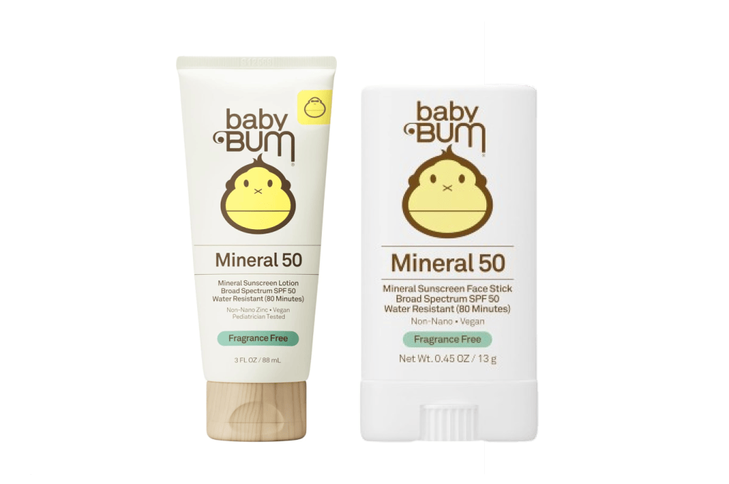 Sun Bum Baby Mineral sunscreen in lotion and stick form
