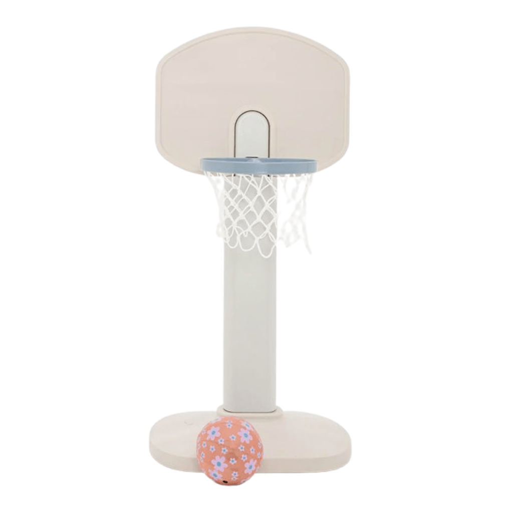 Image of toddler basketball hoop from Smol in blue color with floral ball